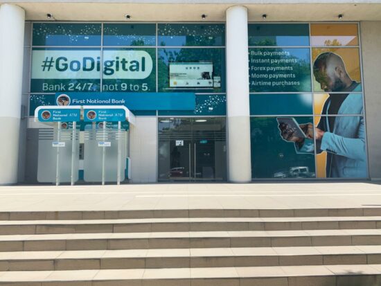 Front entrance of the First National Bank of Ghana